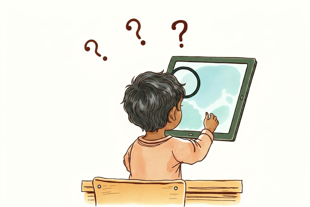 Hand-drawn watercolor illustration for the Critical Thinking & AI priority
